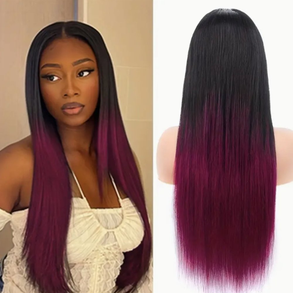 Black Ombre Burgundy Lace Front Wigs Body Wave Human Hair 4x4 HD,180% Density